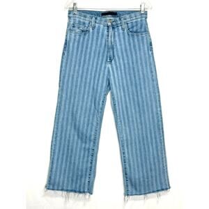 Joe’s Jeans The Blake High Rise Pants 29x24 Striped Wide Leg Cropped Raw Hem